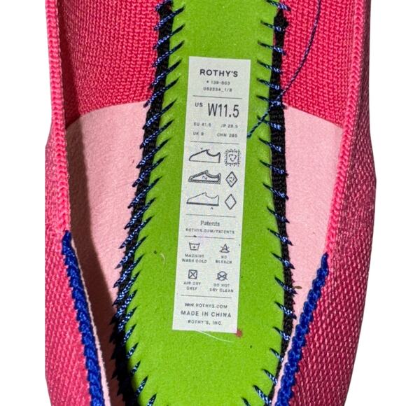 Rothy's The Petal Square Soiree Pink Ballet Flats with Blue Trim Size 11.5 - Picture 12 of 12